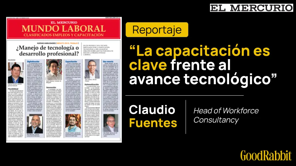 Recorte de prensa de Claudio Fuentes en El Mercurio sobre la importancia de la capacitación en el avance tecnológico