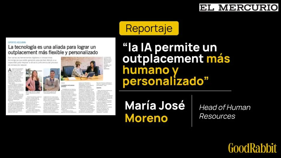 Recorte de prensa de María José Moreno en El Mercurio sobre outplacement y tecnología
