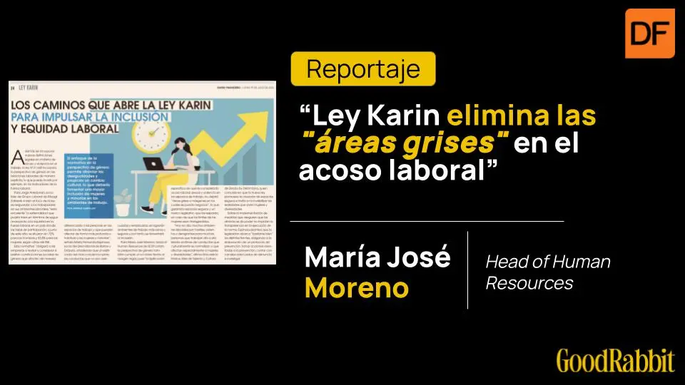 Recorte de prensa de María José Moreno en Diario Financiero sobre Ley Karin en Chile